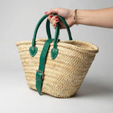 Melecraft - Mini French Market Basket Leather Buckle Straw Bag : Yellow.