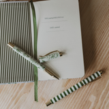 Green Floral & Striped Pen Set