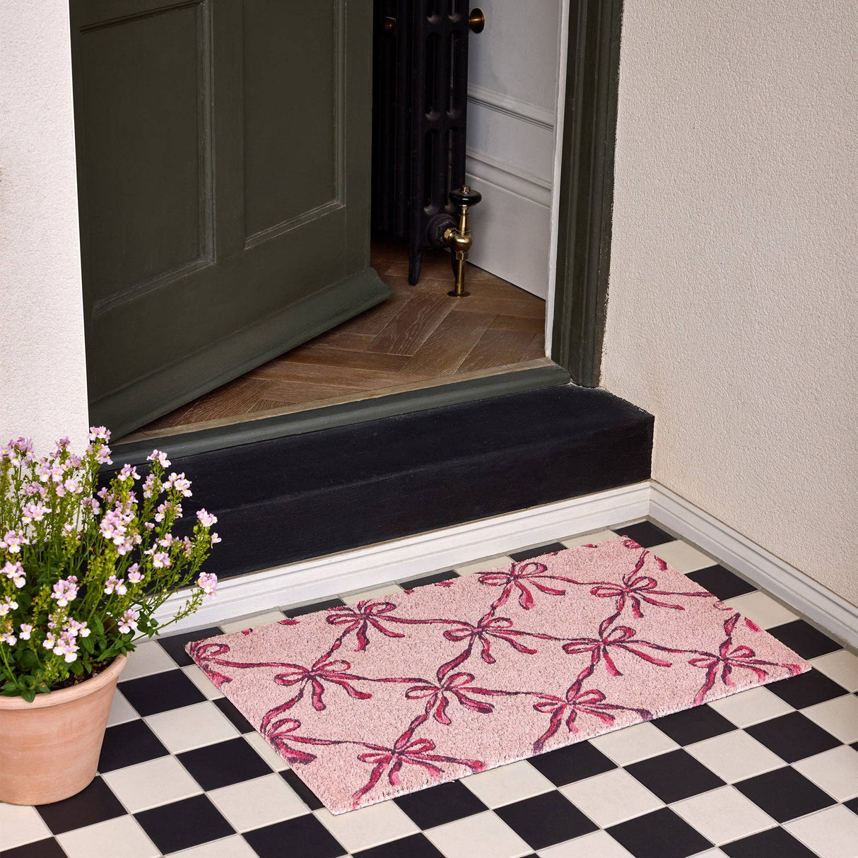 Phoenox Textiles - My Mat Printed Coir Blush Bows: 45x75