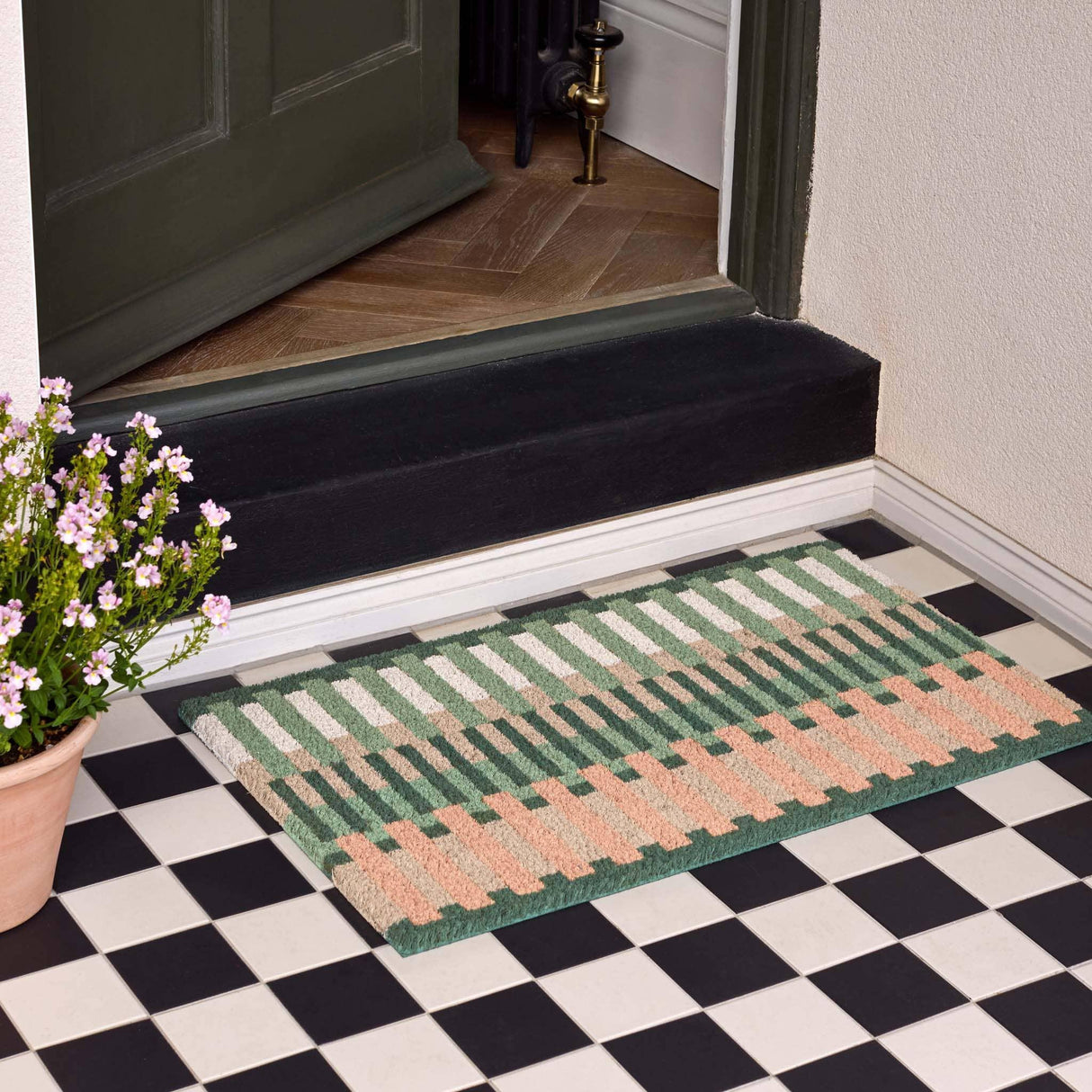 Phoenox Textiles - My Mat Printed Coir Pastel Broken Stripe Doormat: 45x75.
