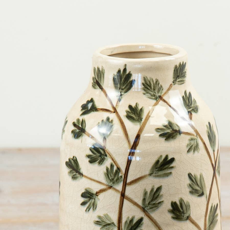 Gainsborough Giftware x Portland Living - Green Foliage Vase, 20.5cm.