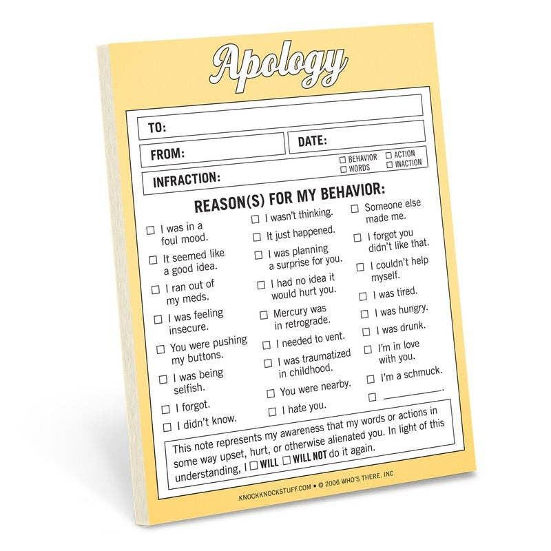 Knock Knock Apology Nifty Note (Notepad/Sticky Notes)