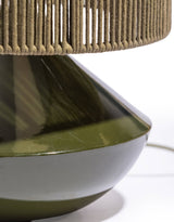 McGowan & Rutherford Ltd - Forest Green Table Lamp W/ Ribbed Corded Shade.