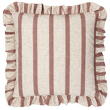 Riva Home - Connie Square Striped Ruffle Cushion Clay Pink: Clay Pink / Polyester Filled / 45 x 45cm.