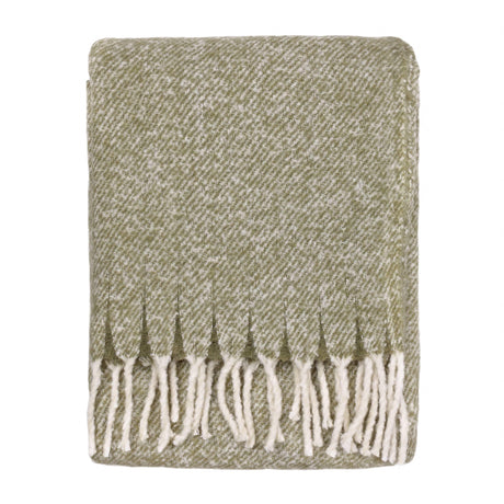 Isla Woven Tasselled Throw Green