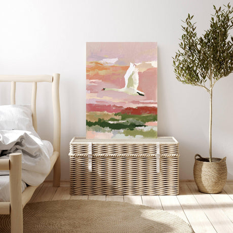 White Swan Pastel Landscape Art Print A3