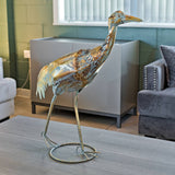 Gold Metal Crane Sculpture