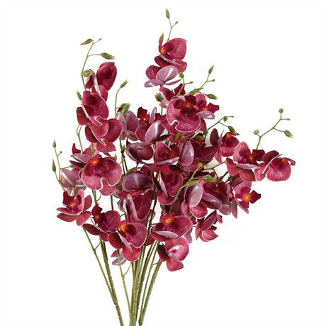 Artificial Flowers Dark Pink Mini Orchid Stem 80cm