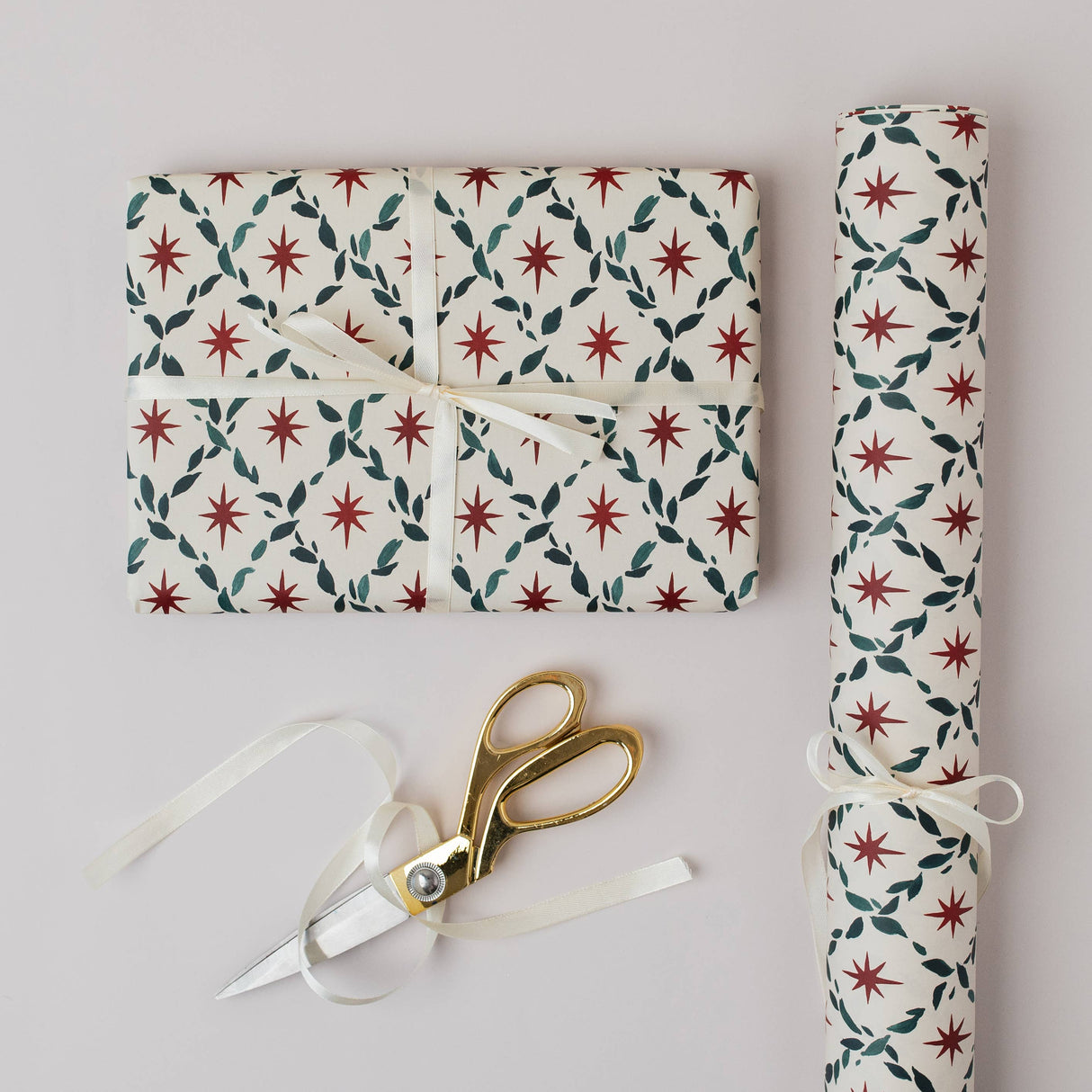 Katie Housley - CHRISTMAS DIAMOND STAR BOTANICAL LUXURY GIFT WRAP HOLIDAY PAPERS