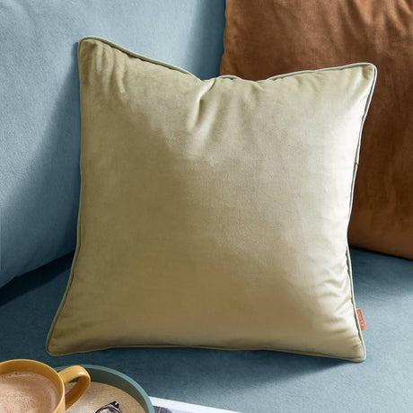 Riva Home - Meridian Velvet Cushion Sage/Green: Sage/Green / Polyester Filled / 55 x 55cm.