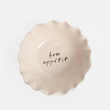 Teal Stripe 'Bon Appetit' Frilly Bowl