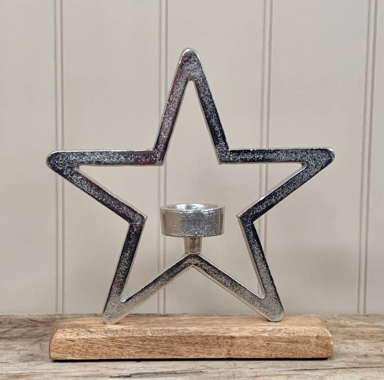 Gainsborough Giftware x Portland Living - Aluminium Star T-light Holder, 25cm