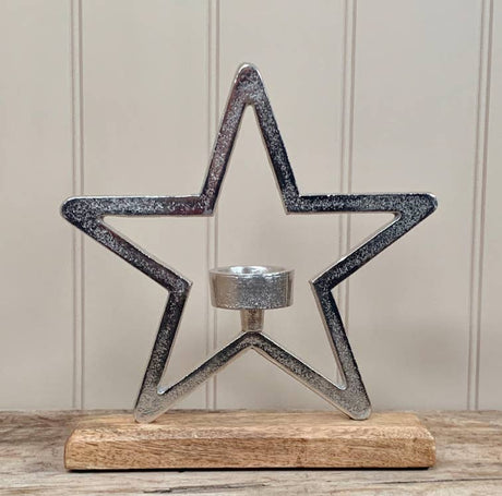 Gainsborough Giftware x Portland Living - Aluminium Star T-light Holder, 25cm
