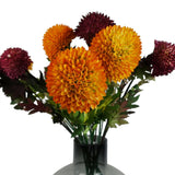 Large Ball Dahlia Artificial Flower Stem Yellow