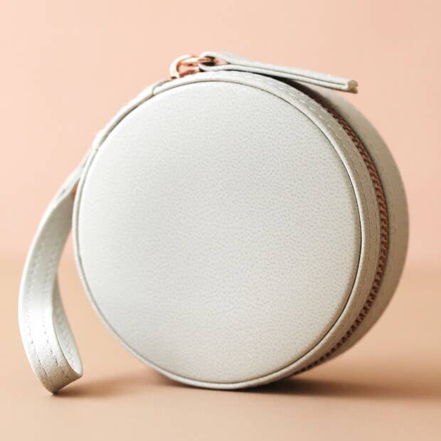 Lisa Angel - Grey Round Pu Travel Jewellery Case