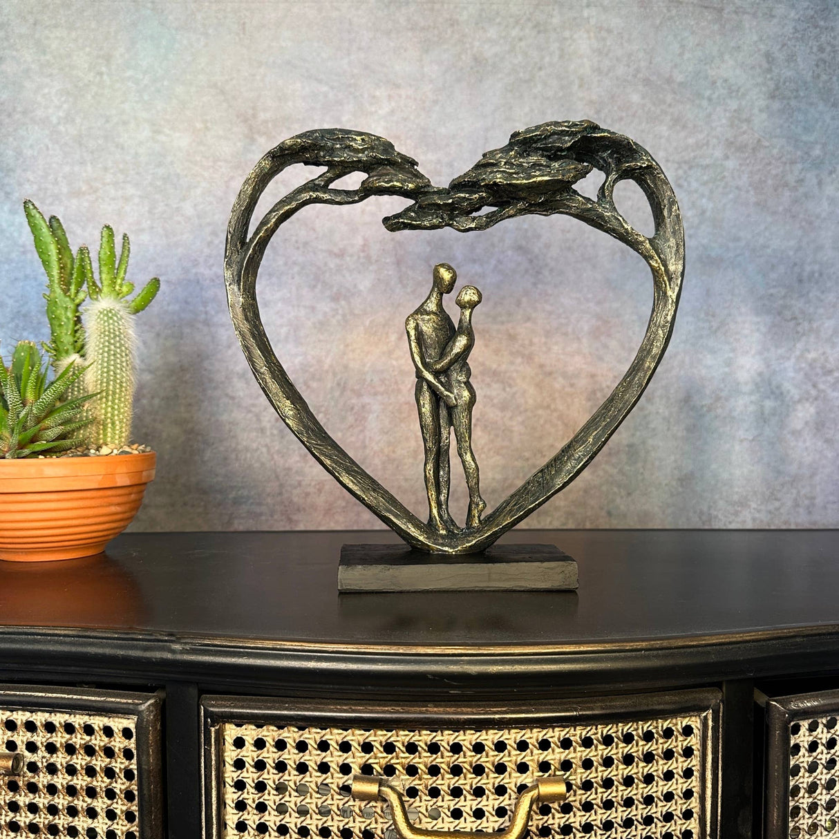 Standing Couple In Heart Tree Sculpture