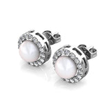 CARALI / MYC Paris - Circlet Pearl Earrings - Silver and Crystal
