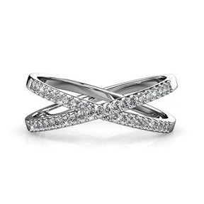 Silver and Crystal Criss Cross Ring.