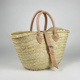 Melecraft - Mini French Market Basket Leather Buckle Straw Bag : Red.