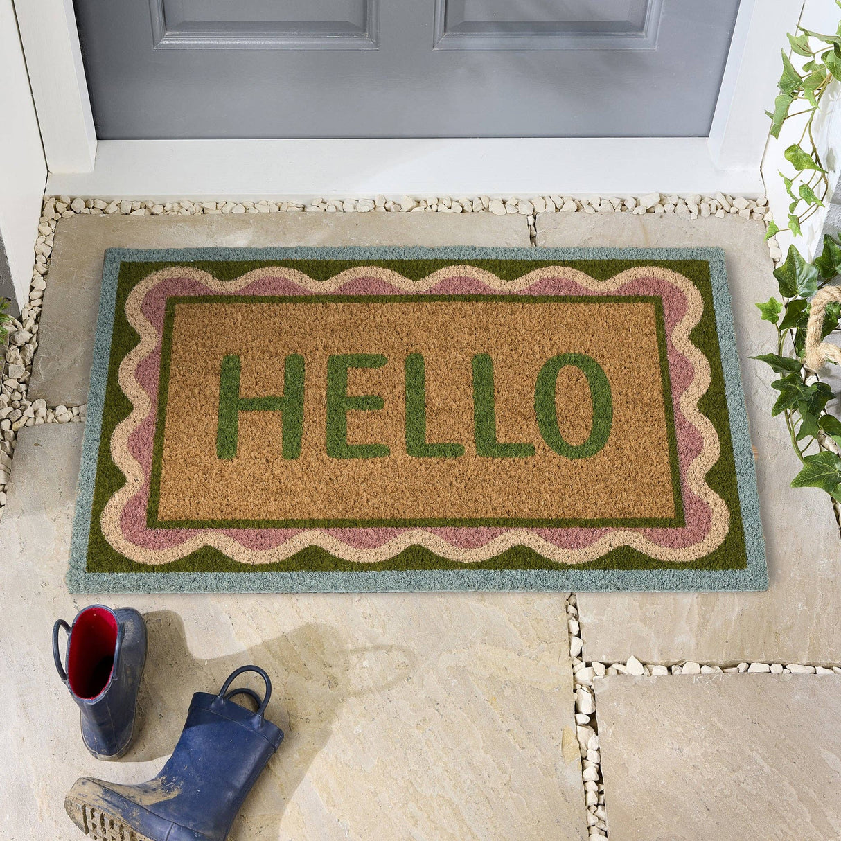 Phoenox Textiles - My Mat Printed Coir Hello Scallop: 45x75