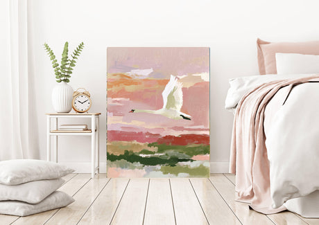 White Swan Pastel Landscape Art Print A3