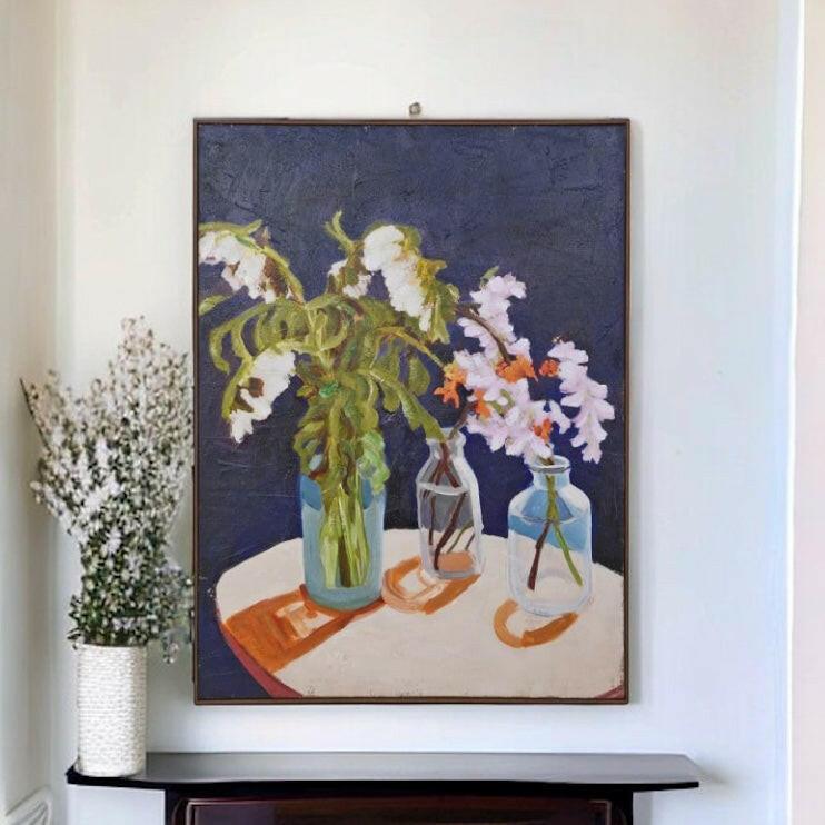 Parisian flower canvas artwork showcasing elegant floral designs, perfect for sophisticated interior decor and art lovers.