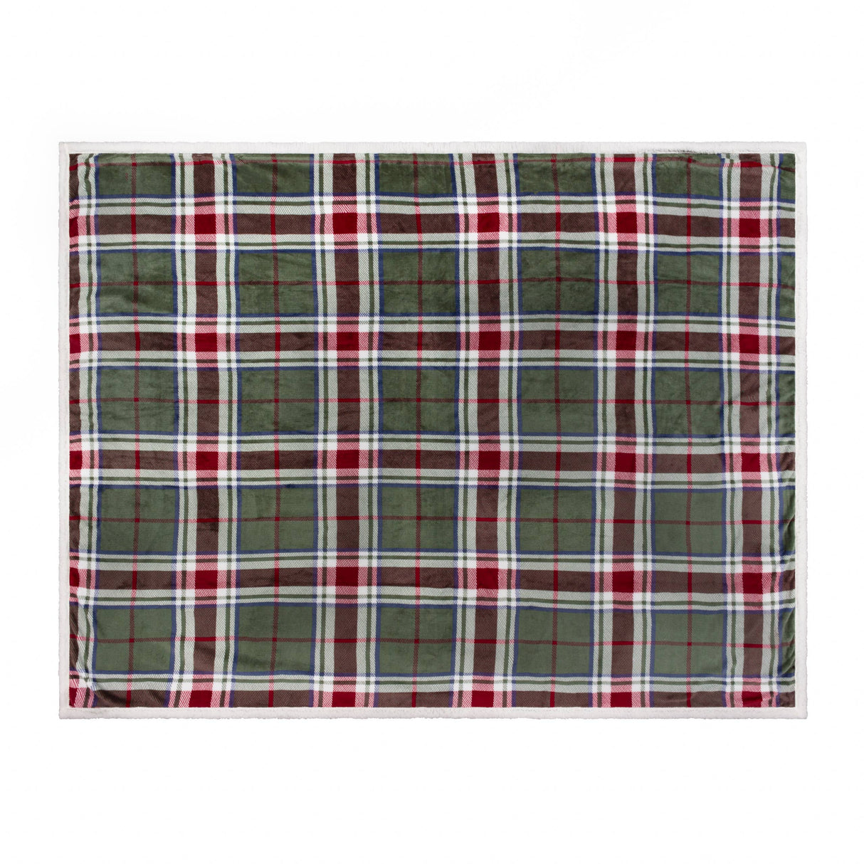 Riva Home - Braemar Check Sherpa Fleece Throw Berry/Pine: Berry/Pine / 140 x 180cm