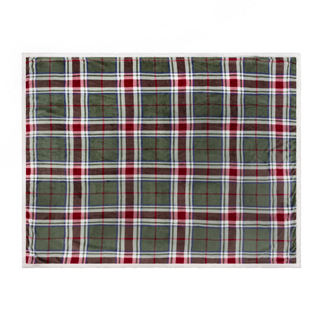 Riva Home - Braemar Check Sherpa Fleece Throw Berry/Pine: Berry/Pine / 140 x 180cm