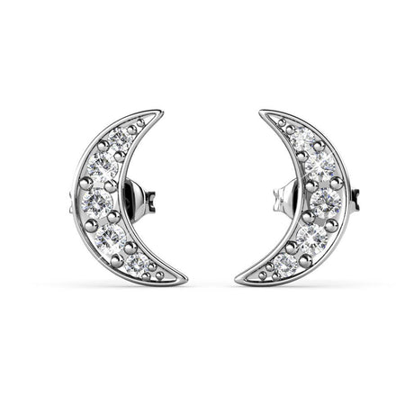 CARALI / MYC Paris - Crescent Moon Earrings - Silver and Crystal