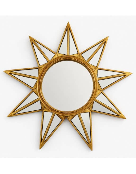 McGowan & Rutherford Ltd - Antique Gold "Mirrored Star" Wall Mirror.