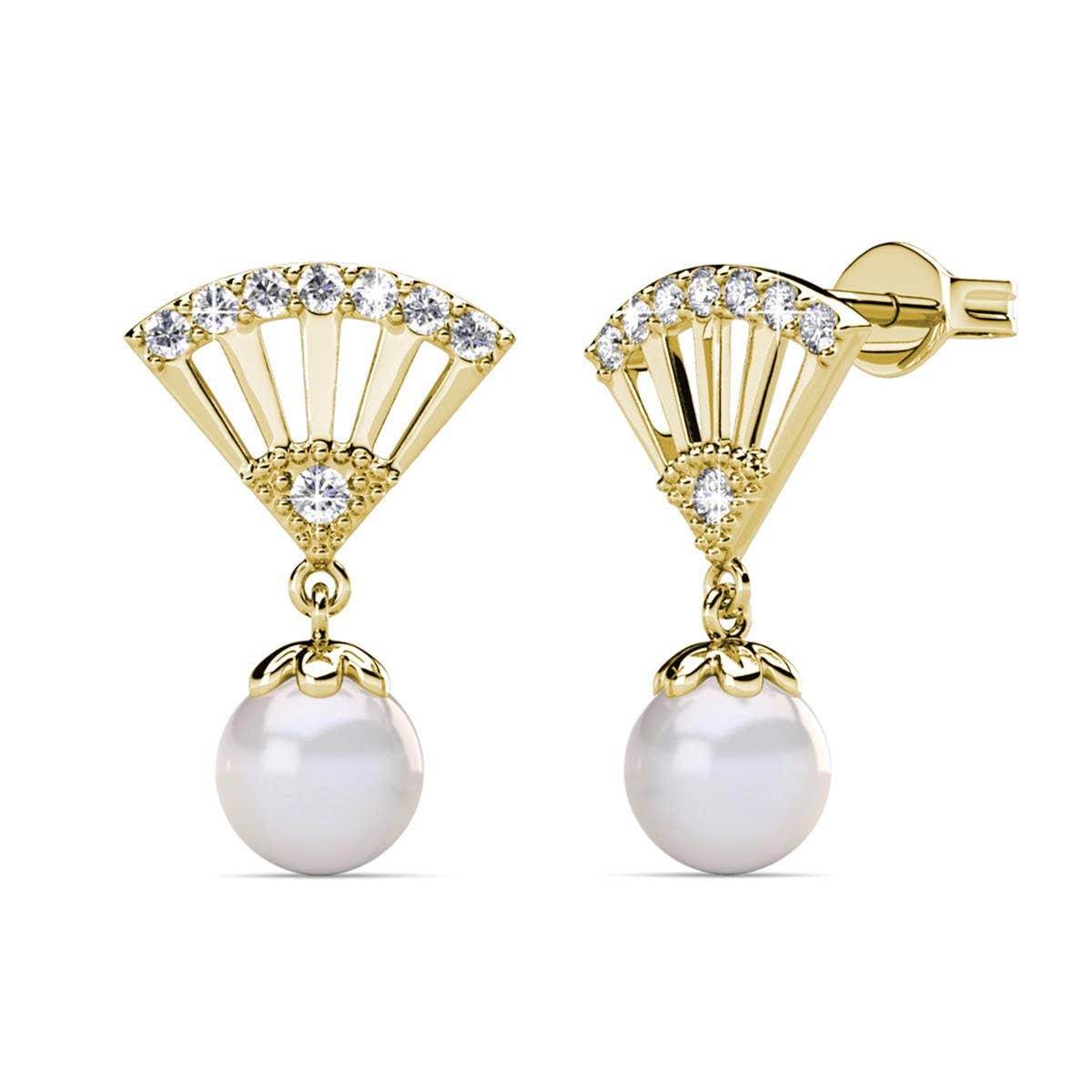 CARALI / MYC Paris - Ingride Pearl Earrings - Gold and Crystal