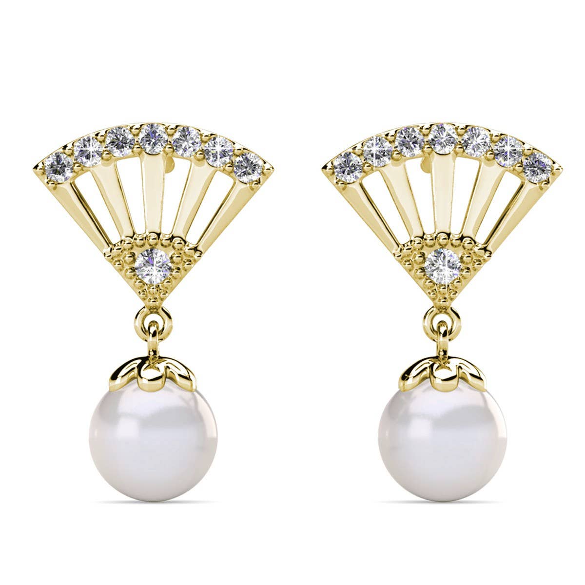 CARALI / MYC Paris - Ingride Pearl Earrings - Gold and Crystal