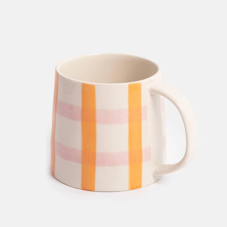 Orange/Pink Check Large Mug