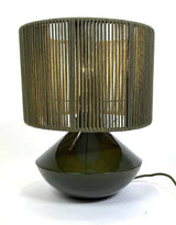 McGowan & Rutherford Ltd - Forest Green Table Lamp W/ Ribbed Corded Shade.
