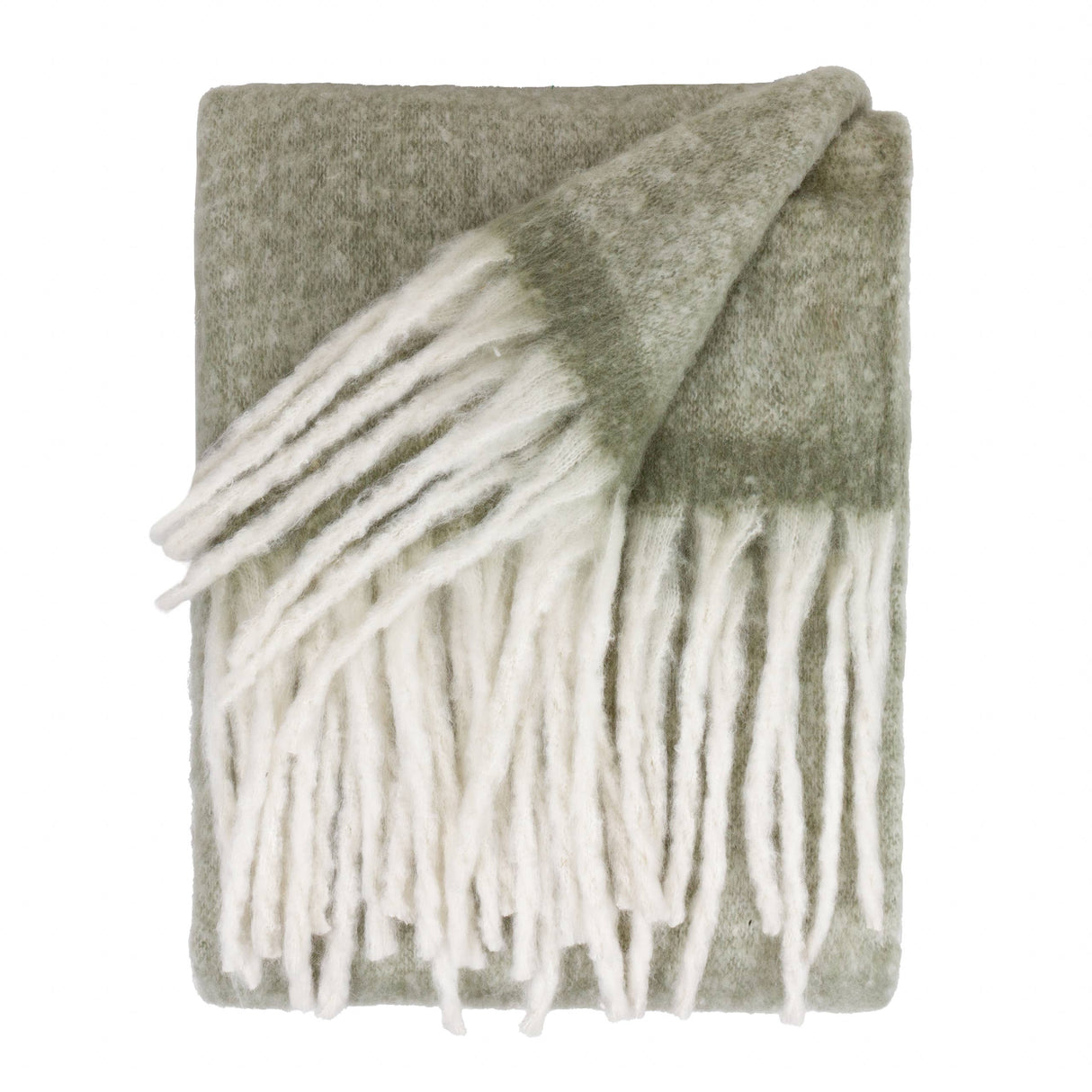 Riva Home - Cozy Woven Tasselled Throw Green: Green / 140 x 180cm.