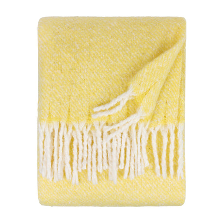 Riva Home - Isla Woven Tasselled Throw Butter Yellow: Butter Yellow / 130 x 180cm