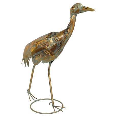 Gold Metal Crane Sculpture