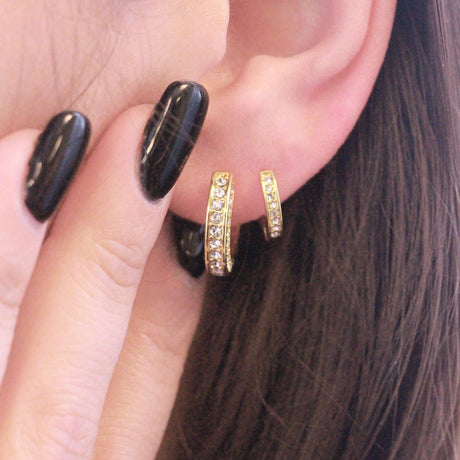 CARALI / MYC Paris - Circle Hoop Earrings - Gold and Crystal