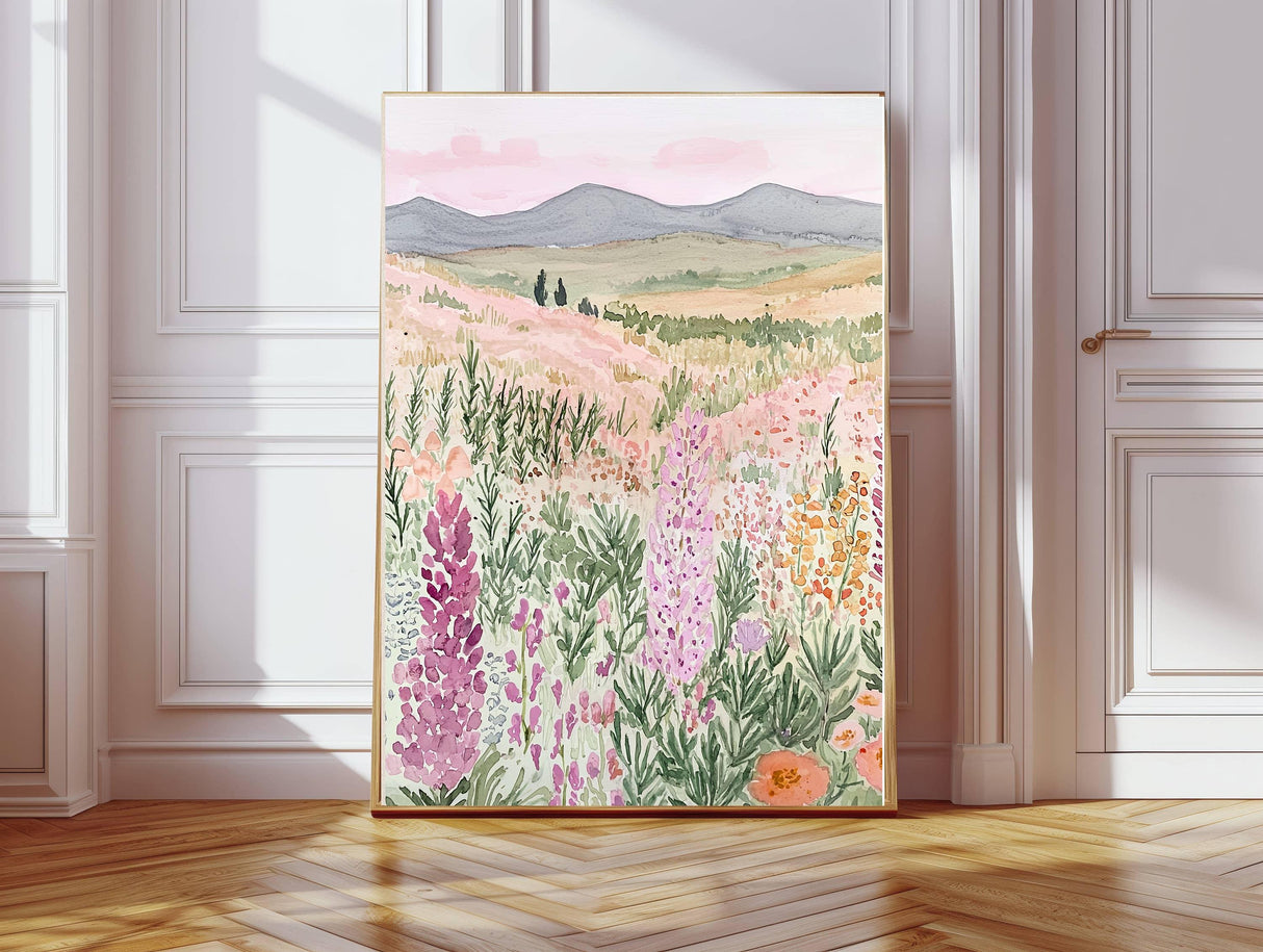 Wild Meadow Pastel Flower Art Print A3