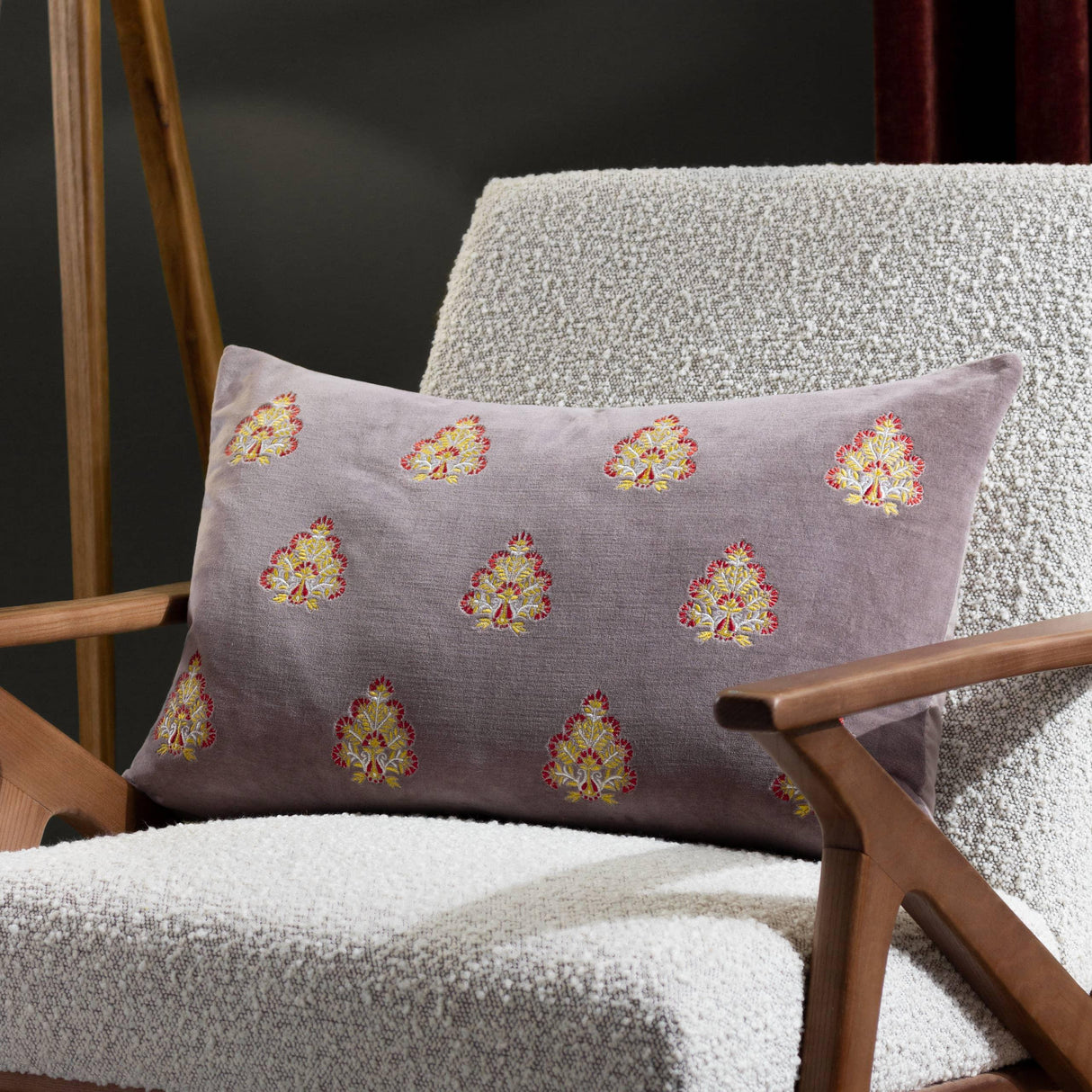 Riva Home - Rennes Embroidered Cushion Taupe: Taupe / Polyester Filled / 40 x 60cm.