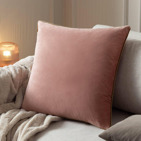 Riva Home - Meridian Velvet Cushion Blush/Gold: Blush/Gold / Polyester Filled / 55 x 55cm.