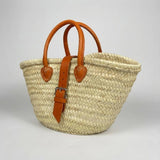 Melecraft - Mini French Market Basket Leather Buckle Straw Bag : Yellow.