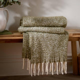 Isla Woven Tasselled Throw Green