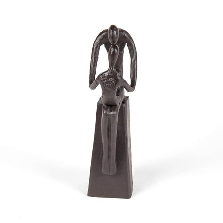 Mother and Child Tender Embrace Cast Iron Sculpture