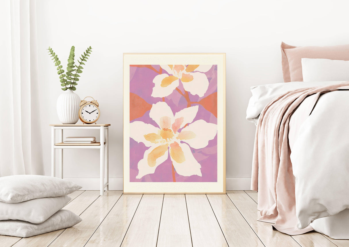 Pink Abstract Flower Art Print A3