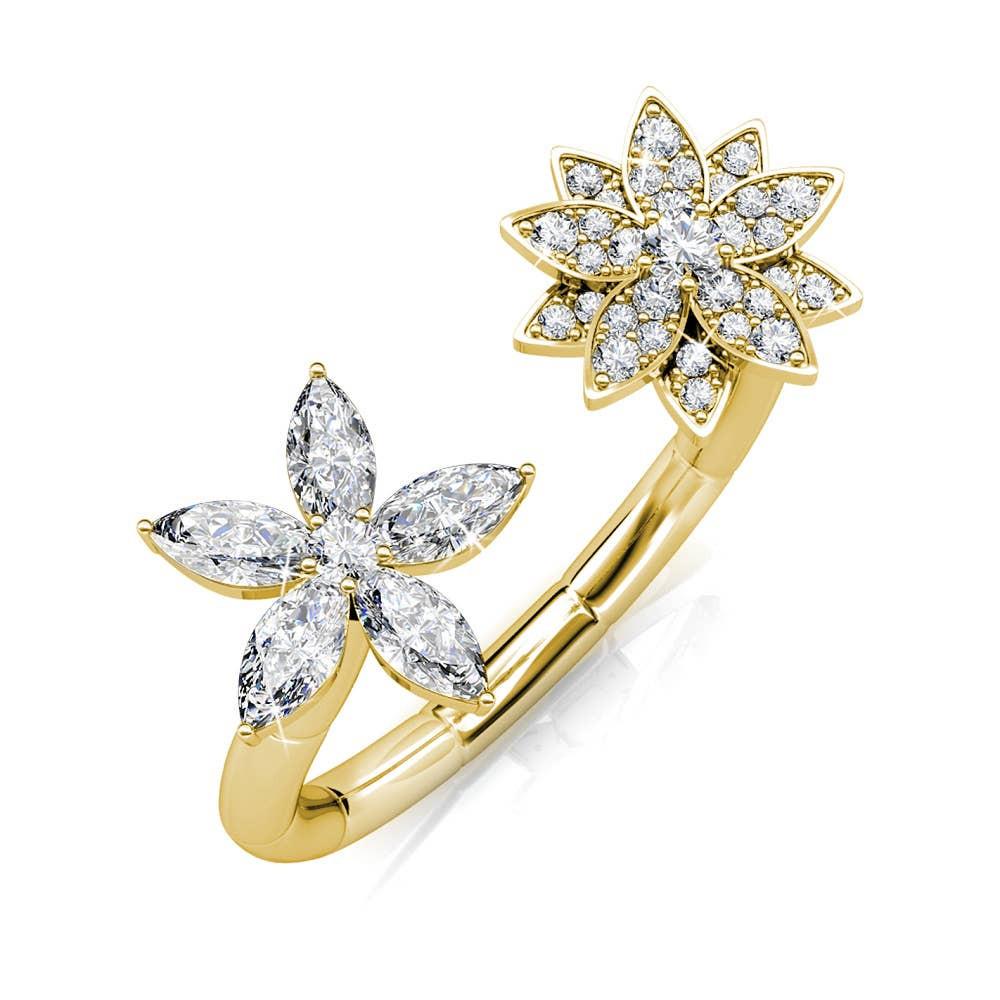 CARALI / MYC Paris - Fraternal Bloom Ring - Gold and Crystal: 52