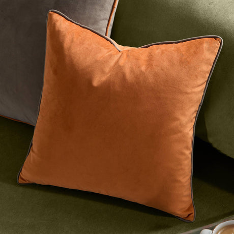 Riva Home - Meridian Velvet Cushion Pumpkin/Mocha: Pumpkin/Mocha / Polyester Filled / 55 x 55cm.