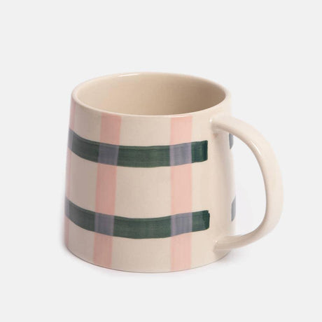 Pink/Teal Check Large Mug