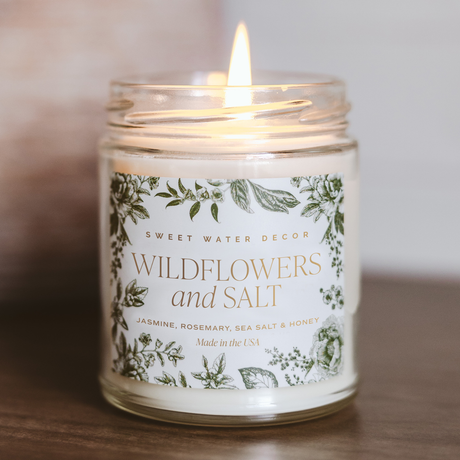 Sweet Water Decor - Wildflowers and Salt 9 oz Soy Candle - Summer Home Decor