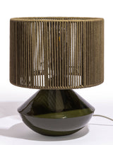 McGowan & Rutherford Ltd - Forest Green Table Lamp W/ Ribbed Corded Shade.